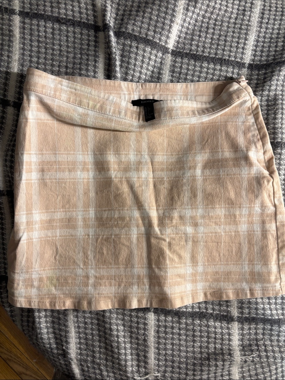 Forever 21 Peach Plaid Mini Skirt with White Checks